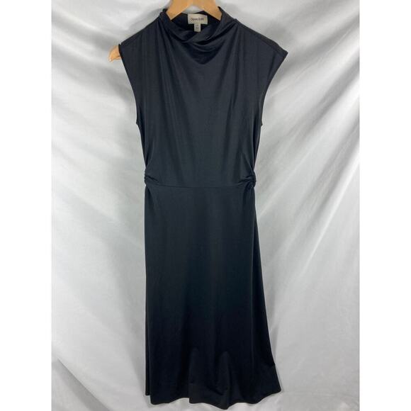 Open Edit Sleeveless High Neck Open Side Loop Midi Dress Black Size Medium - Picture 1 of 6